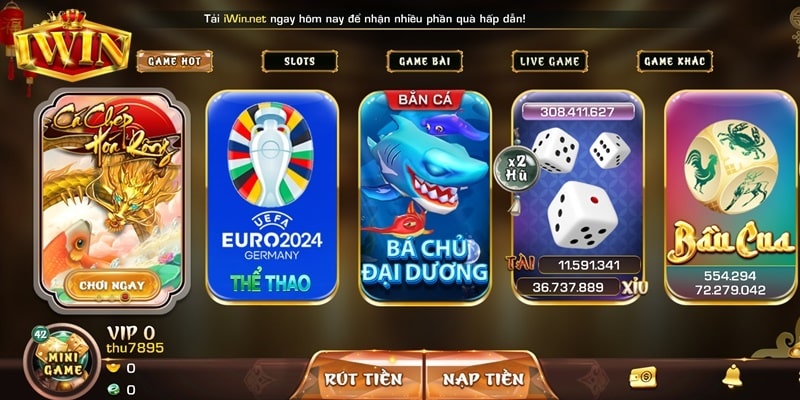 Người muốn nạp tiền cần mở giao diện chơi game chính của IWIN