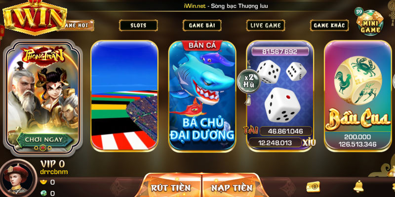 Cổng game có rất nhiều trò chơi cho thành viên lựa chọn